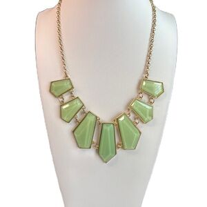 Green and Gold Geometric Statement Necklace